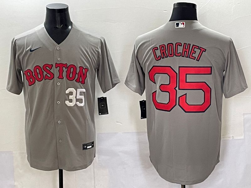 Men Boston Red Sox #35 Crochet Grey Game 2025 Nike MLB Jersey style 006